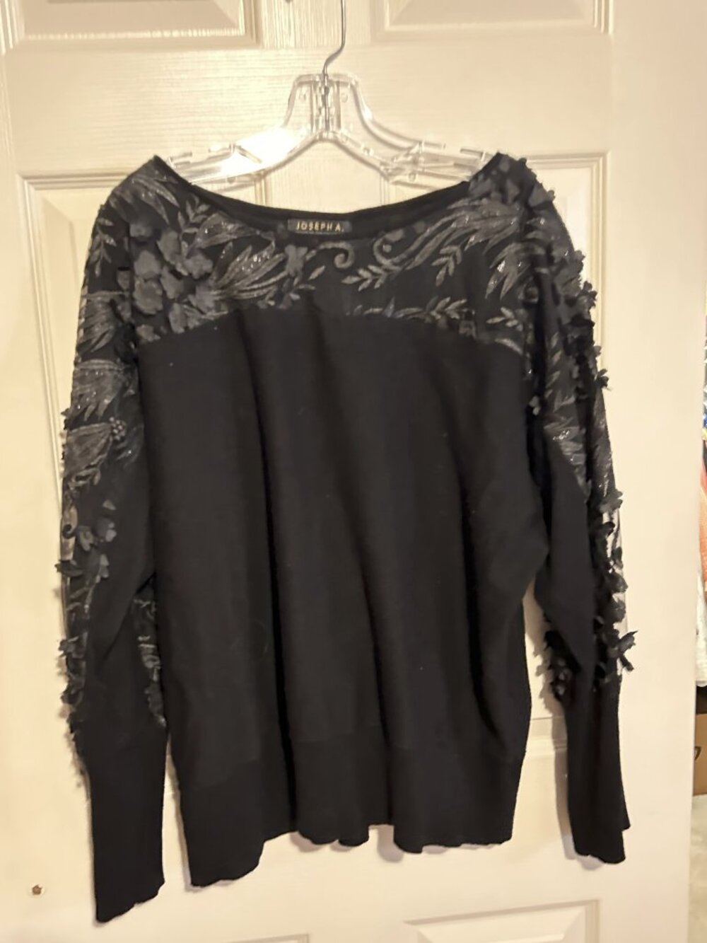 Joseph A. Black Textured Sweater Top sz 3X